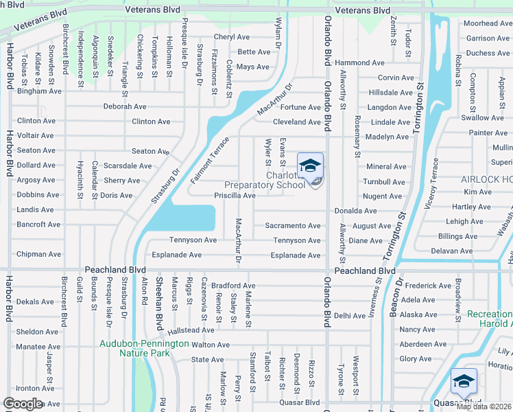 map of restaurants, bars, coffee shops, grocery stores, and more near 22396 Donalda Avenue in Port Charlotte
