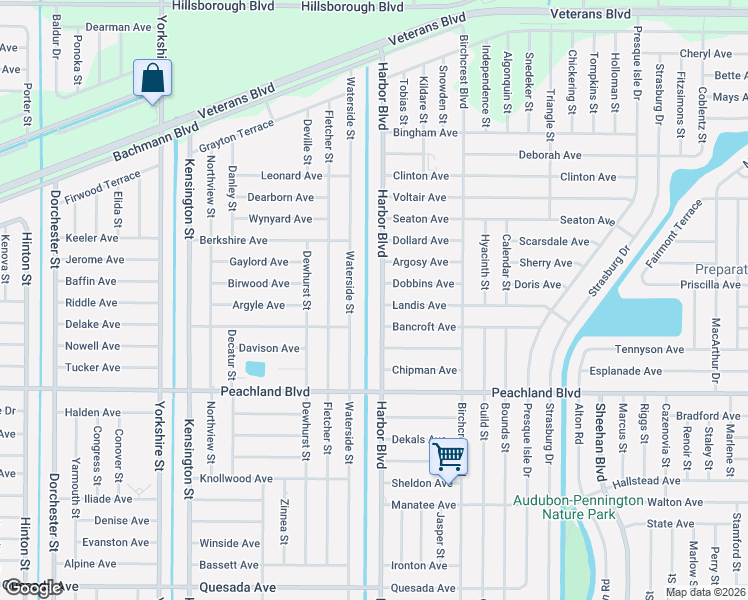 map of restaurants, bars, coffee shops, grocery stores, and more near 21442 Landis Avenue in Port Charlotte