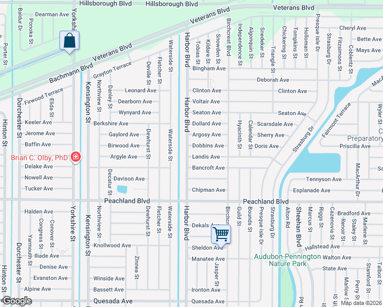 map of restaurants, bars, coffee shops, grocery stores, and more near 21442 Landis Avenue in Port Charlotte