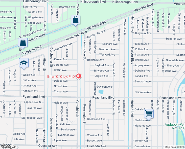map of restaurants, bars, coffee shops, grocery stores, and more near 21192 Argyle Avenue in Port Charlotte