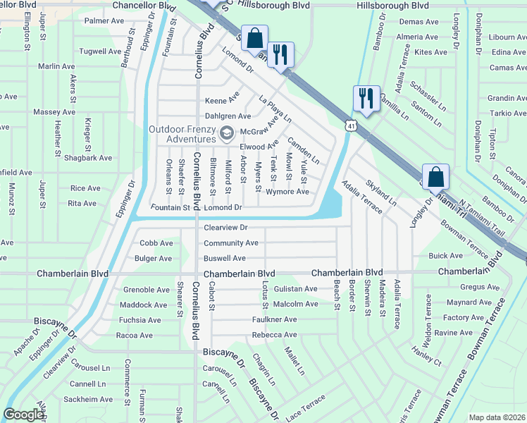 map of restaurants, bars, coffee shops, grocery stores, and more near 669 Clearview Drive in Port Charlotte