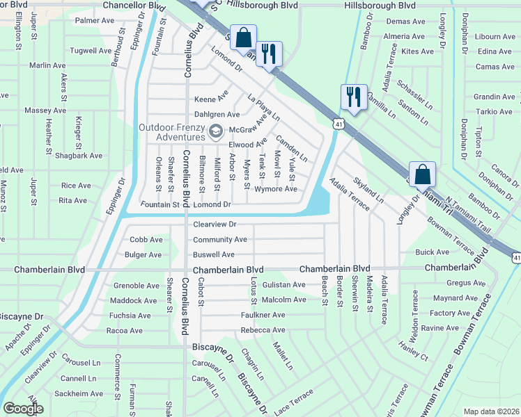 map of restaurants, bars, coffee shops, grocery stores, and more near 602 Lomond Drive in Port Charlotte