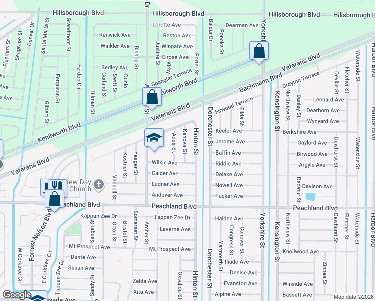map of restaurants, bars, coffee shops, grocery stores, and more near 374 Kenova Street in Port Charlotte