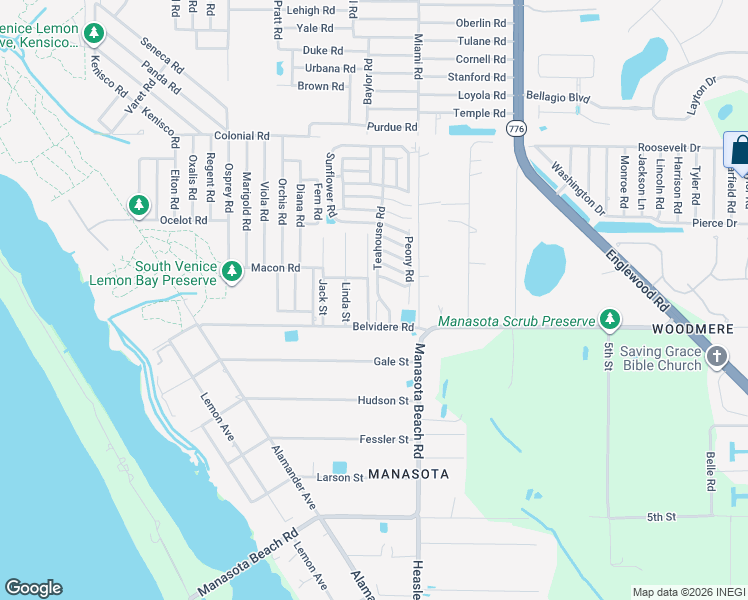 map of restaurants, bars, coffee shops, grocery stores, and more near 6130 Teahouse Road in Venice