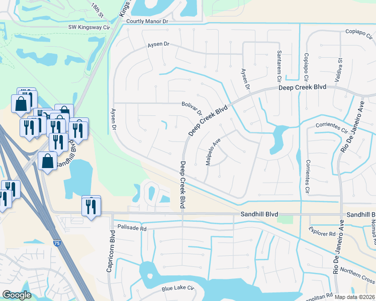 map of restaurants, bars, coffee shops, grocery stores, and more near 25199 Chiclayo Avenue in Punta Gorda