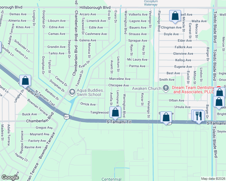 map of restaurants, bars, coffee shops, grocery stores, and more near 16377 Lemoyne Street in Port Charlotte