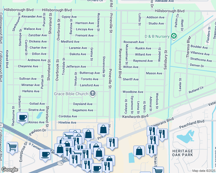 map of restaurants, bars, coffee shops, grocery stores, and more near 367 Prineville Street in Port Charlotte