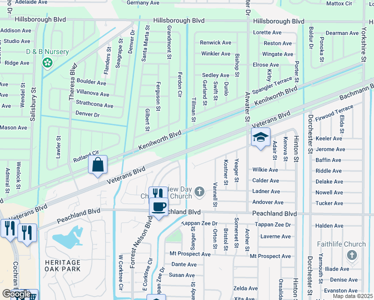 map of restaurants, bars, coffee shops, grocery stores, and more near 20229 Veterans Boulevard in Port Charlotte