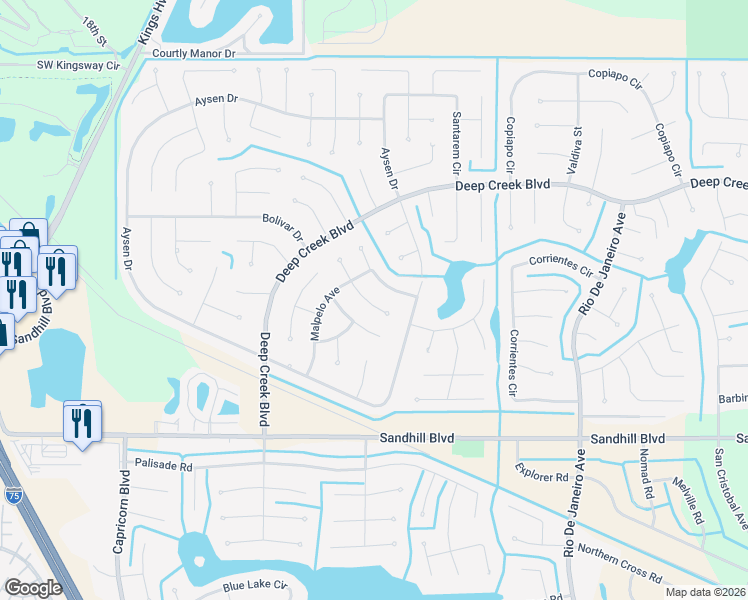 map of restaurants, bars, coffee shops, grocery stores, and more near 348 Maraca Street in Punta Gorda