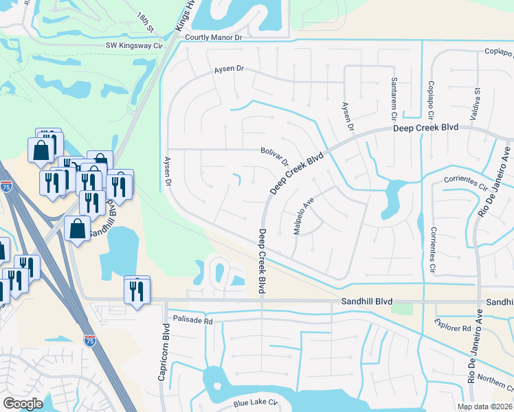 map of restaurants, bars, coffee shops, grocery stores, and more near 25199 Chiclayo Avenue in Punta Gorda