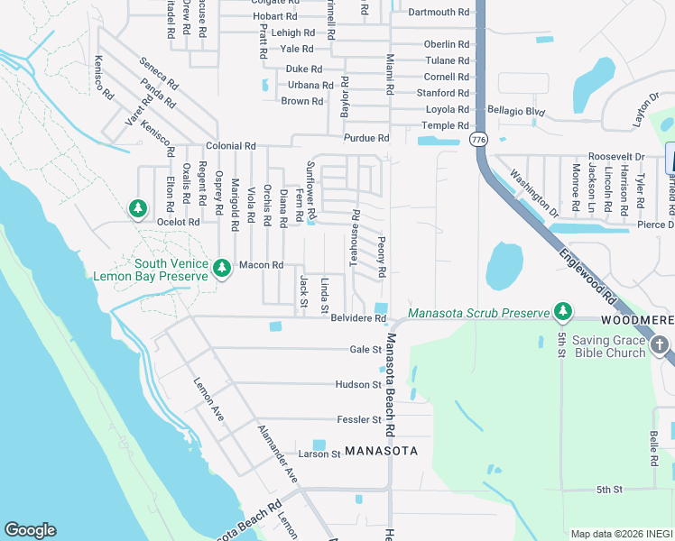 map of restaurants, bars, coffee shops, grocery stores, and more near 6130 Teahouse Road in Venice