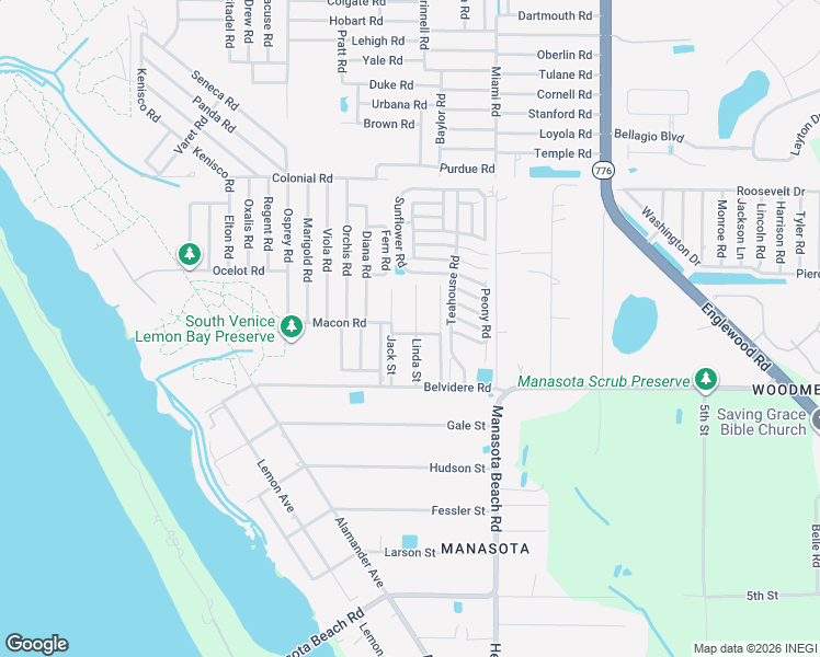 map of restaurants, bars, coffee shops, grocery stores, and more near 6156 Linda Street in Venice
