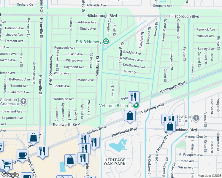 map of restaurants, bars, coffee shops, grocery stores, and more near 362 Lawler Street in Port Charlotte