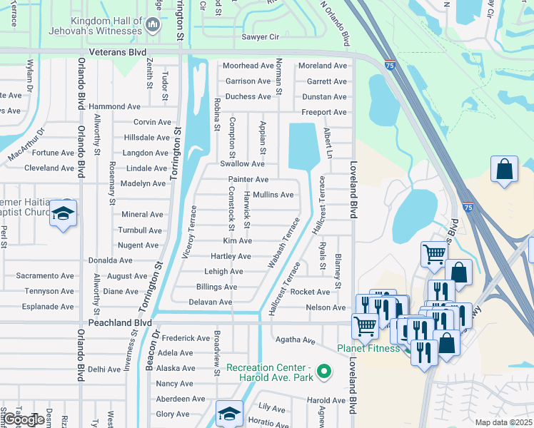map of restaurants, bars, coffee shops, grocery stores, and more near 23371 Superior Avenue in Port Charlotte