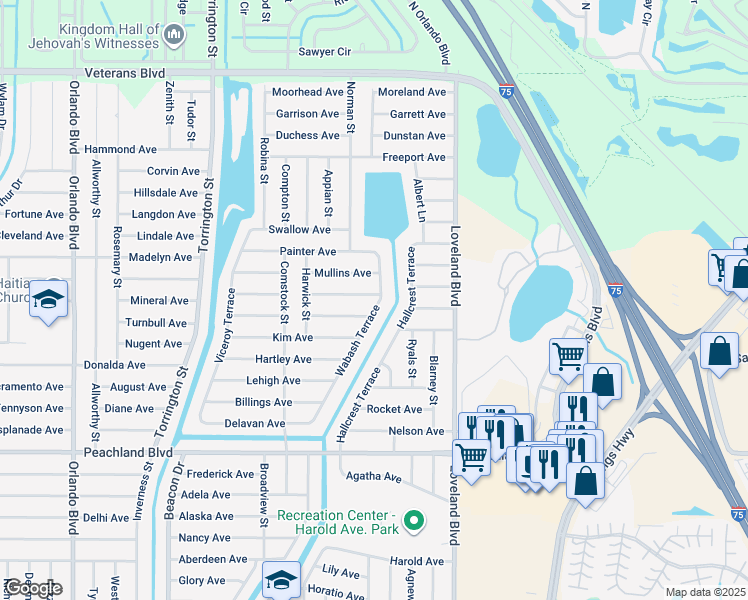 map of restaurants, bars, coffee shops, grocery stores, and more near 23429 Superior Avenue in Port Charlotte