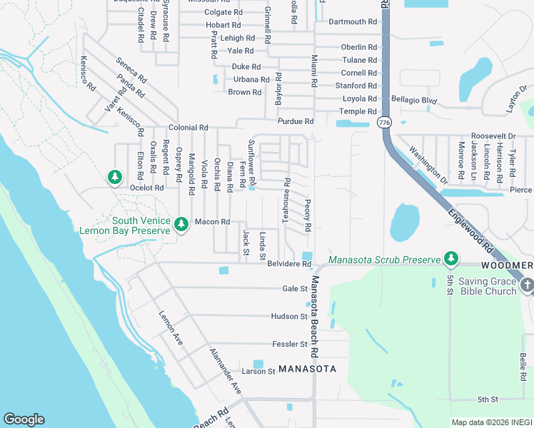 map of restaurants, bars, coffee shops, grocery stores, and more near 5034 Linda Street in Venice