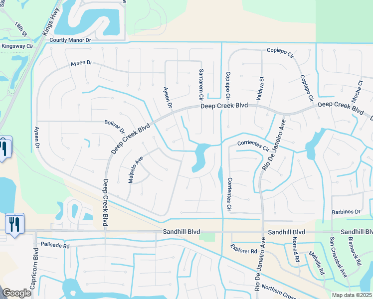 map of restaurants, bars, coffee shops, grocery stores, and more near 25470 Aysen Drive in Punta Gorda