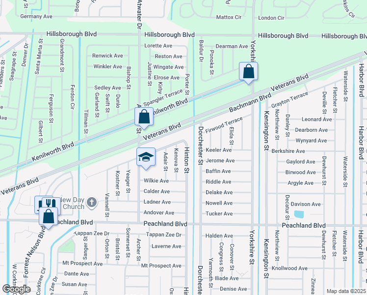 map of restaurants, bars, coffee shops, grocery stores, and more near 20441 Vanguard Terrace in Port Charlotte
