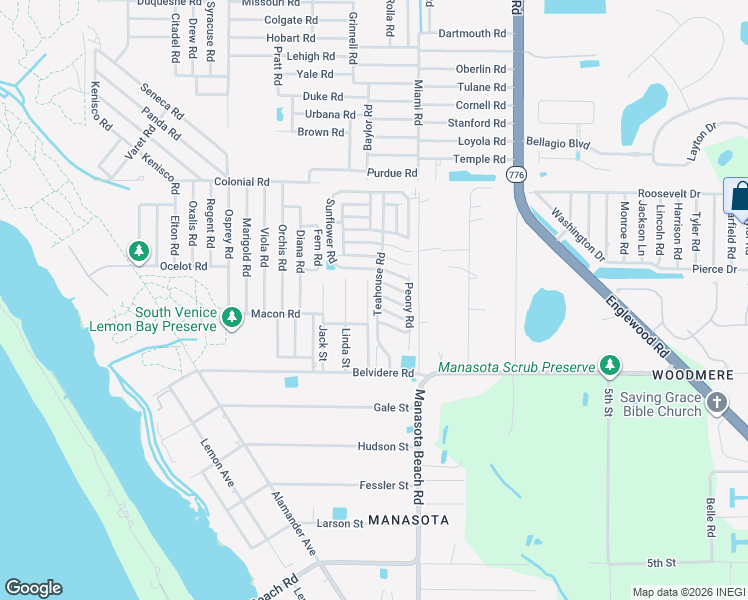 map of restaurants, bars, coffee shops, grocery stores, and more near 5980 Teahouse Road in Venice