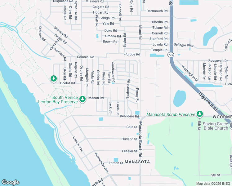 map of restaurants, bars, coffee shops, grocery stores, and more near 5034 Linda Street in Venice