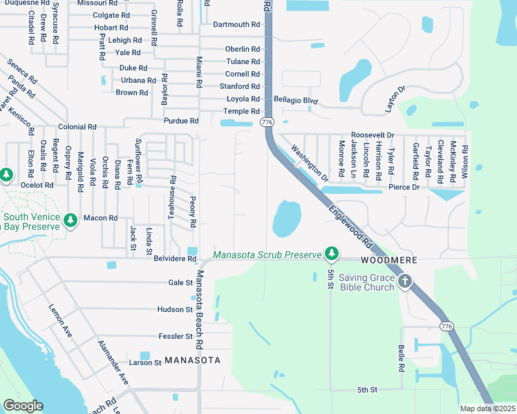map of restaurants, bars, coffee shops, grocery stores, and more near 5867 Denison Drive in Venice