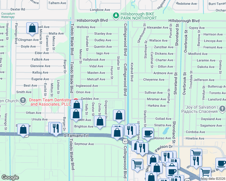 map of restaurants, bars, coffee shops, grocery stores, and more near 17474 Orion Avenue in Port Charlotte