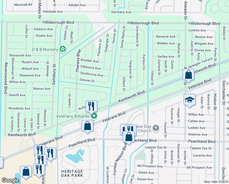 map of restaurants, bars, coffee shops, grocery stores, and more near 315 Santa Marta Street in Port Charlotte