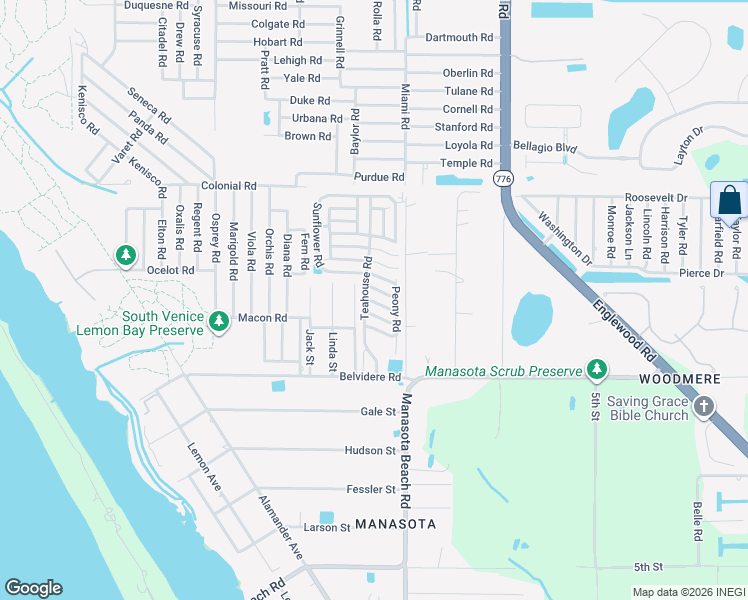 map of restaurants, bars, coffee shops, grocery stores, and more near 5980 Teahouse Road in Venice