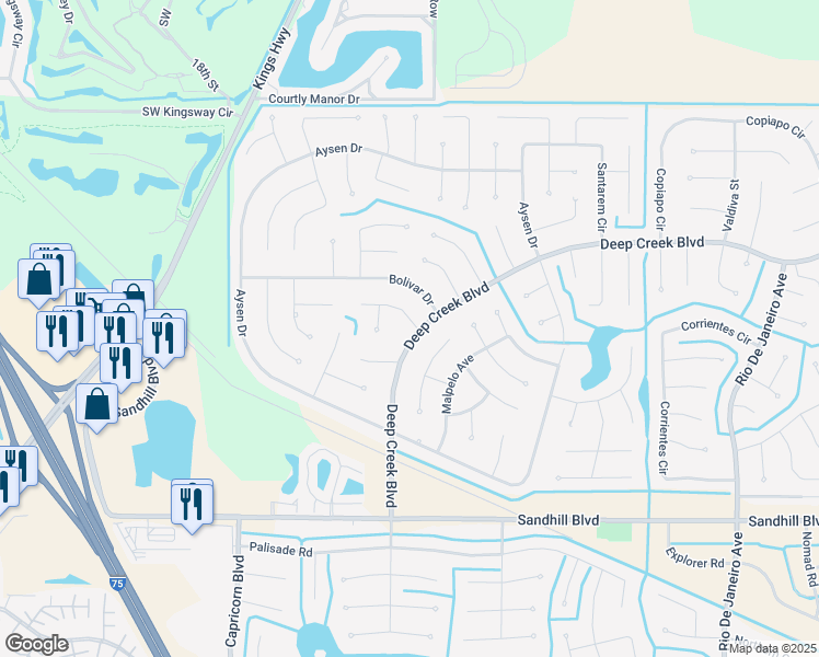 map of restaurants, bars, coffee shops, grocery stores, and more near 25251 Recife Drive in Punta Gorda