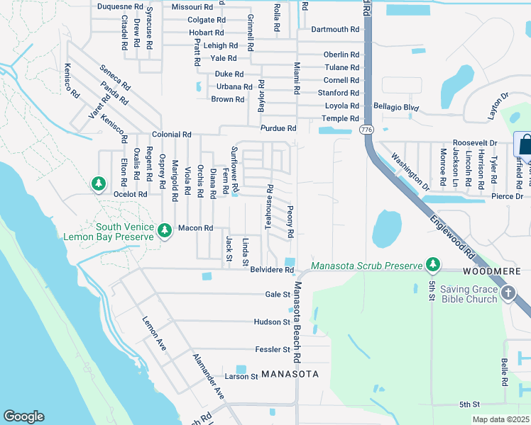 map of restaurants, bars, coffee shops, grocery stores, and more near 5980 Teahouse Road in Venice