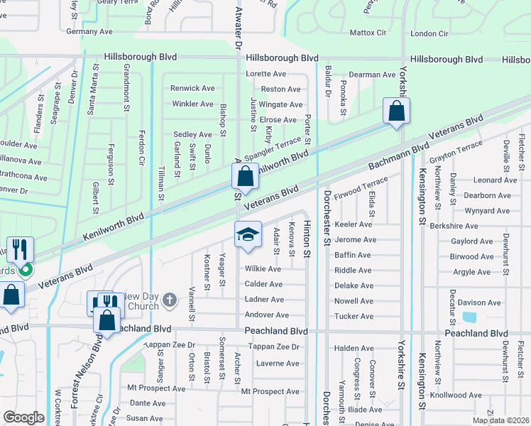 map of restaurants, bars, coffee shops, grocery stores, and more near 20389 Bachmann Boulevard in Port Charlotte