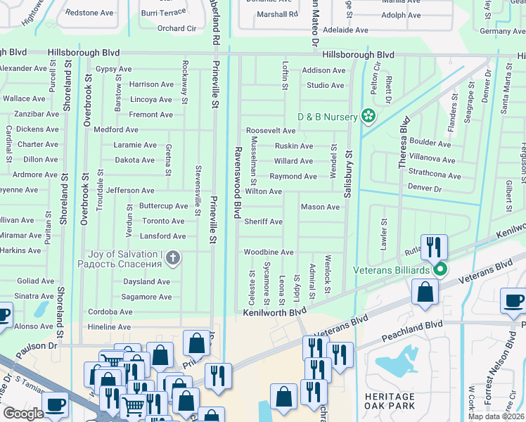 map of restaurants, bars, coffee shops, grocery stores, and more near 19077 Mascoma Avenue in Port Charlotte