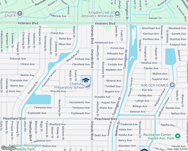map of restaurants, bars, coffee shops, grocery stores, and more near 292 Orlando Boulevard in Port Charlotte