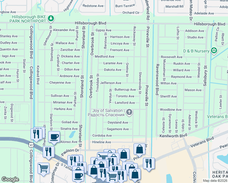 map of restaurants, bars, coffee shops, grocery stores, and more near 18367 Buttercup Avenue in Port Charlotte