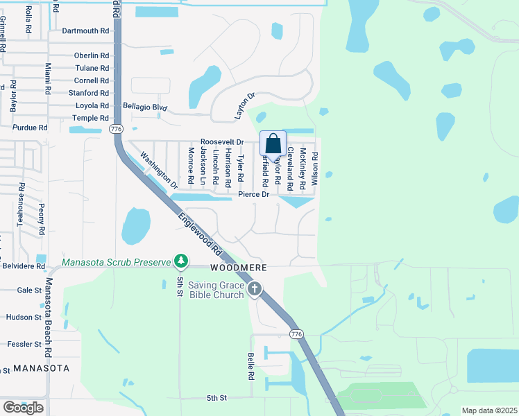 map of restaurants, bars, coffee shops, grocery stores, and more near 9303 Coachman Drive in Venice