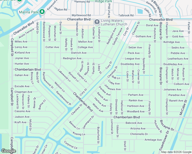 map of restaurants, bars, coffee shops, grocery stores, and more near 380 Cory Street in Port Charlotte