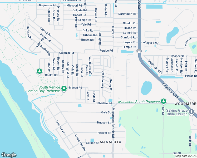 map of restaurants, bars, coffee shops, grocery stores, and more near 5980 Teahouse Road in Venice
