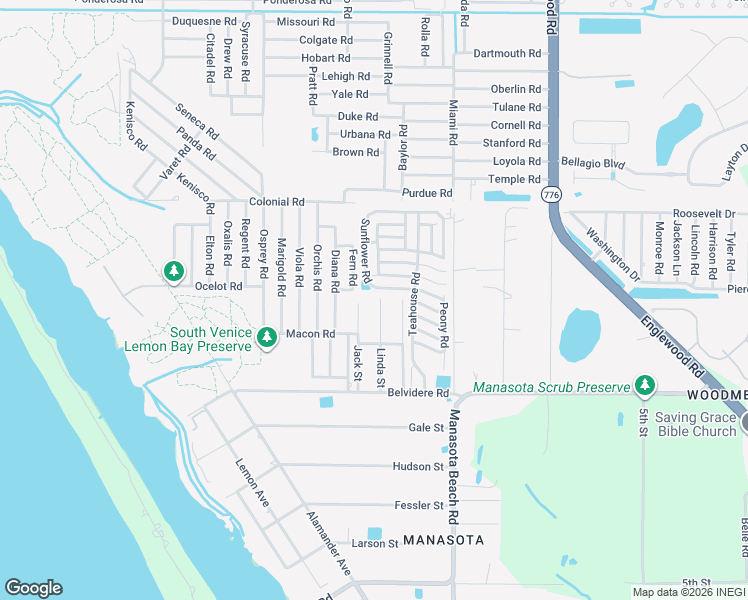 map of restaurants, bars, coffee shops, grocery stores, and more near 5034 Linda Street in Venice