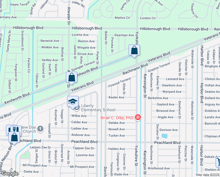 map of restaurants, bars, coffee shops, grocery stores, and more near 304 Ginger Street in Port Charlotte
