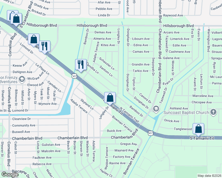 map of restaurants, bars, coffee shops, grocery stores, and more near 434 Tamiami Trail in Port Charlotte