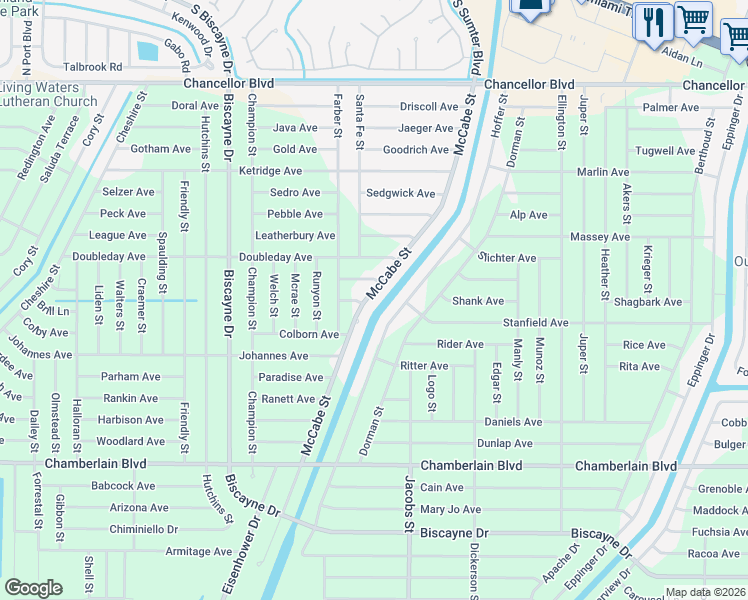 map of restaurants, bars, coffee shops, grocery stores, and more near 368 McCabe Street in Port Charlotte