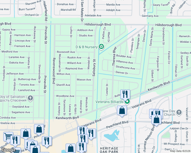 map of restaurants, bars, coffee shops, grocery stores, and more near 253 Day Break Circle in Port Charlotte