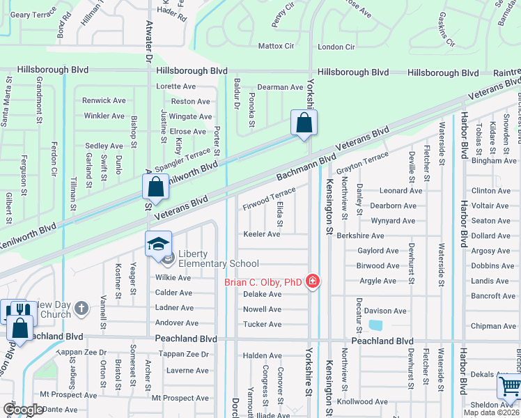 map of restaurants, bars, coffee shops, grocery stores, and more near 21019 Bachmann Boulevard in Port Charlotte