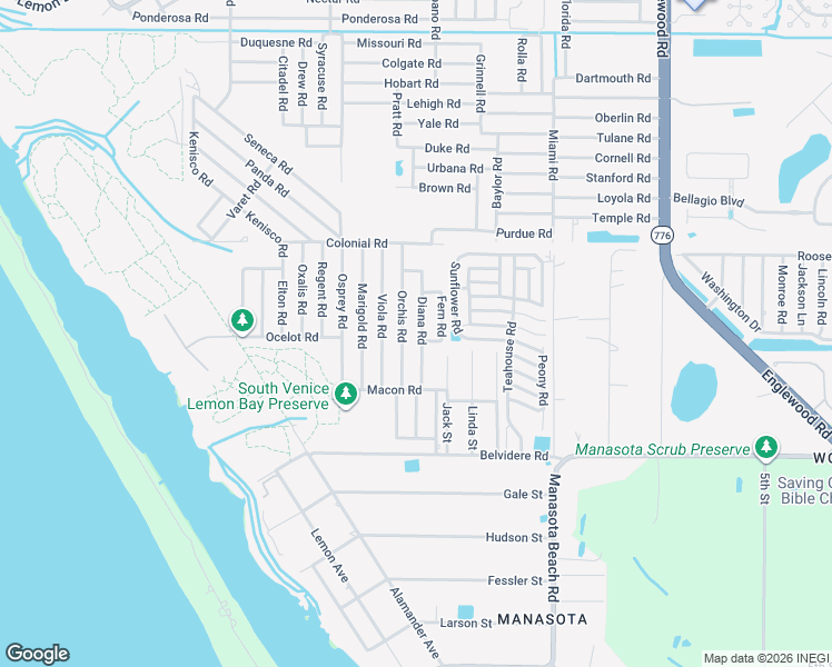 map of restaurants, bars, coffee shops, grocery stores, and more near 5984 Diana Road in Venice