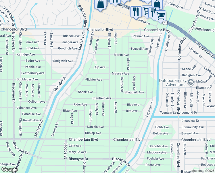 map of restaurants, bars, coffee shops, grocery stores, and more near 270 Munoz Street in Port Charlotte