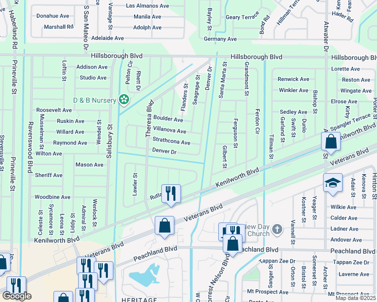 map of restaurants, bars, coffee shops, grocery stores, and more near 311 Denver Drive in Port Charlotte