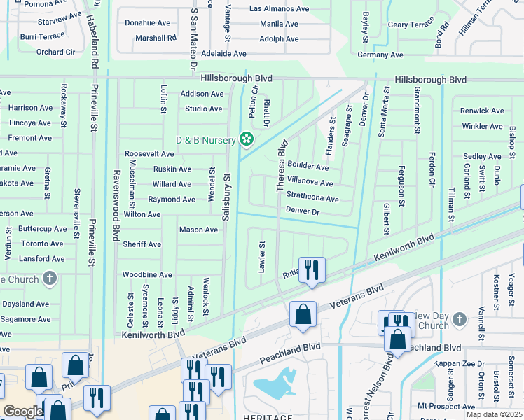 map of restaurants, bars, coffee shops, grocery stores, and more near 285 Day Break Circle in Port Charlotte