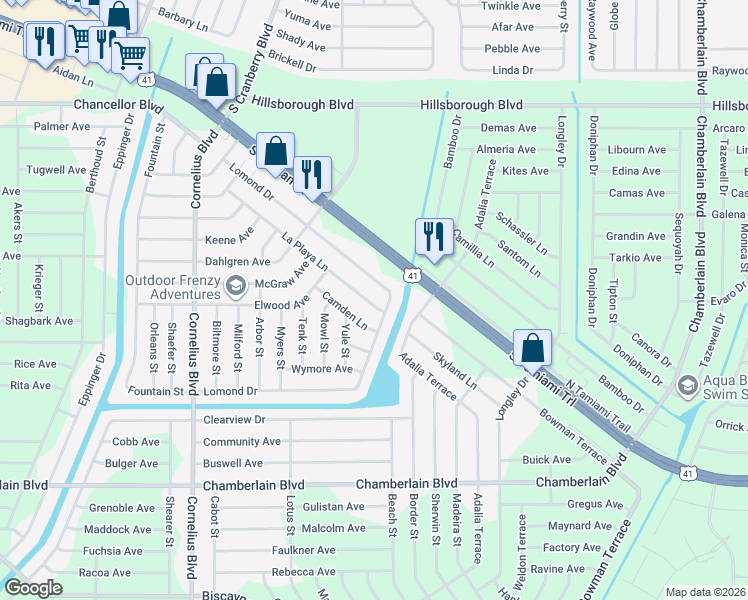 map of restaurants, bars, coffee shops, grocery stores, and more near 364 La Playa Lane in Port Charlotte