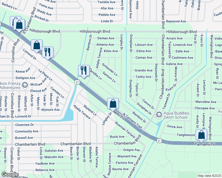 map of restaurants, bars, coffee shops, grocery stores, and more near 321 Camillia Lane in Port Charlotte