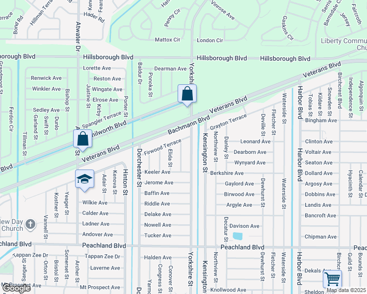 map of restaurants, bars, coffee shops, grocery stores, and more near 256 Ambler Street in Port Charlotte